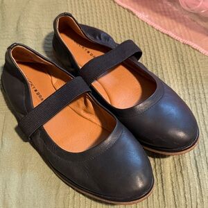 Lucky Brand Black Leather Flats with Elastic Strap